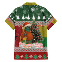 Guinea Bissau Christmas Family Matching Short Sleeve Bodycon Dress and Hawaiian Shirt with Santa Penguin Christmas Tree and Red Green Yellow Snowflake - Wonder Print Shop