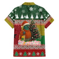 Guinea Bissau Christmas Family Matching Summer Maxi Dress and Hawaiian Shirt with Santa Penguin Christmas Tree and Red Green Yellow Snowflake - Wonder Print Shop