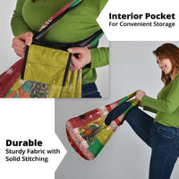 Guinea Bissau Christmas Grocery Bag with Santa Penguin Christmas Tree and Red Green Yellow Snowflake - Wonder Print Shop