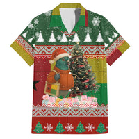 Guinea Bissau Christmas Hawaiian Shirt with Santa Penguin Christmas Tree and Red Green Yellow Snowflake - Wonder Print Shop