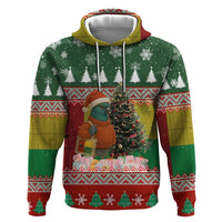 Guinea Bissau Christmas Hoodie with Santa Penguin Christmas Tree and Red Green Yellow Snowflake - Wonder Print Shop
