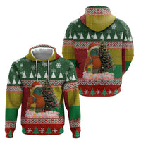 Guinea Bissau Christmas Hoodie with Santa Penguin Christmas Tree and Red Green Yellow Snowflake - Wonder Print Shop