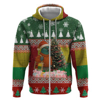Guinea Bissau Christmas Hoodie with Santa Penguin Christmas Tree and Red Green Yellow Snowflake - Wonder Print Shop