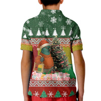 Guinea Bissau Christmas Kid Polo Shirt with Santa Penguin Christmas Tree and Red Green Yellow Snowflake - Wonder Print Shop