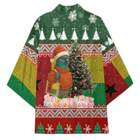 Guinea Bissau Christmas Kimono with Santa Penguin Christmas Tree and Red Green Yellow Snowflake - Wonder Print Shop