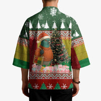 Guinea Bissau Christmas Kimono with Santa Penguin Christmas Tree and Red Green Yellow Snowflake - Wonder Print Shop