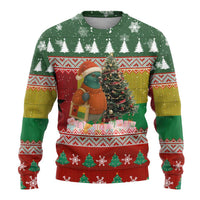 Guinea Bissau Christmas Ugly Christmas Sweater with Santa Penguin Christmas Tree and Red Green Yellow Snowflake - Wonder Print Shop