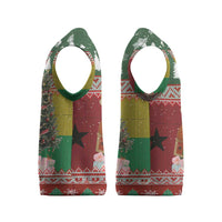 Guinea Bissau Christmas Knitted V-Neck Vest with Santa Penguin Christmas Tree and Red Green Yellow Snowflake - Wonder Print Shop