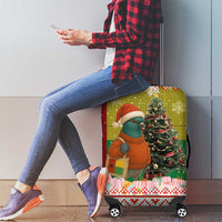 Guinea Bissau Christmas Luggage Cover with Santa Penguin Christmas Tree and Red Green Yellow Snowflake - Wonder Print Shop