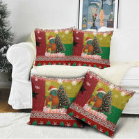 Guinea Bissau Christmas Pillow Cover with Santa Penguin Christmas Tree and Red Green Yellow Snowflake - Wonder Print Shop