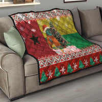 Guinea Bissau Christmas Quilt with Santa Penguin Christmas Tree and Red Green Yellow Snowflake - Wonder Print Shop