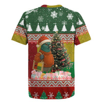 Guinea Bissau Christmas Rugby Jersey with Santa Penguin Christmas Tree and Red Green Yellow Snowflake - Wonder Print Shop