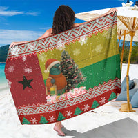 Guinea Bissau Christmas Sarong with Santa Penguin Christmas Tree and Red Green Yellow Snowflake - Wonder Print Shop