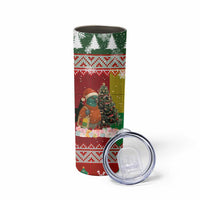 Guinea Bissau Christmas Skinny Tumbler with Santa Penguin Christmas Tree and Red Green Yellow Snowflake - Wonder Print Shop
