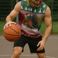 Guinea Bissau Christmas Sleeveless Hoodie with Santa Penguin Christmas Tree and Red Green Yellow Snowflake - Wonder Print Shop