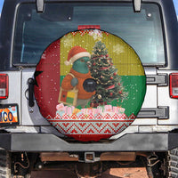 Guinea Bissau Christmas Spare Tire Cover with Santa Penguin Christmas Tree and Red Green Yellow Snowflake - Wonder Print Shop
