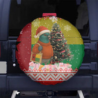 Guinea Bissau Christmas Spare Tire Cover with Santa Penguin Christmas Tree and Red Green Yellow Snowflake - Wonder Print Shop