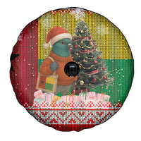 Guinea Bissau Christmas Spare Tire Cover with Santa Penguin Christmas Tree and Red Green Yellow Snowflake - Wonder Print Shop