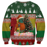 Guinea Bissau Christmas Sweatshirt with Santa Penguin Christmas Tree and Red Green Yellow Snowflake - Wonder Print Shop