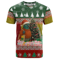 Guinea Bissau Christmas T Shirt with Santa Penguin Christmas Tree and Red Green Yellow Snowflake - Wonder Print Shop