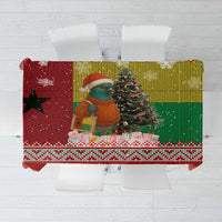 Guinea Bissau Christmas Tablecloth with Santa Penguin Christmas Tree and Red Green Yellow Snowflake - Wonder Print Shop