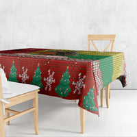 Guinea Bissau Christmas Tablecloth with Santa Penguin Christmas Tree and Red Green Yellow Snowflake - Wonder Print Shop