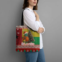 Guinea Bissau Christmas Tote Bag with Santa Penguin Christmas Tree and Red Green Yellow Snowflake - Wonder Print Shop
