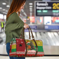Guinea Bissau Christmas Travel Bag with Santa Penguin Christmas Tree and Red Green Yellow Snowflake - Wonder Print Shop