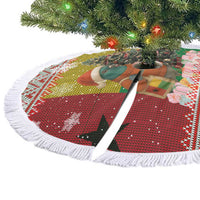 Guinea Bissau Christmas Tree Skirt with Santa Penguin Christmas Tree and Red Green Yellow Snowflake - Wonder Print Shop