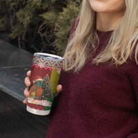 Guinea Bissau Christmas Tumbler Cup with Santa Penguin Christmas Tree and Red Green Yellow Snowflake - Wonder Print Shop