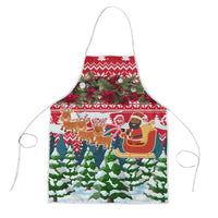 Guinea Bissau Christmas Apron with Santa Sleigh Reindeer Forest and National Flag Design - Wonder Print Shop