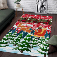 Guinea Bissau Christmas Area Rug with Santa Sleigh Reindeer Forest and National Flag Design - Wonder Print Shop