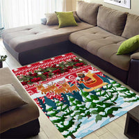 Guinea Bissau Christmas Area Rug with Santa Sleigh Reindeer Forest and National Flag Design - Wonder Print Shop