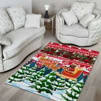 Guinea Bissau Christmas Area Rug with Santa Sleigh Reindeer Forest and National Flag Design - Wonder Print Shop