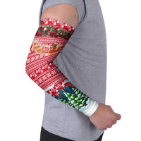 Guinea Bissau Christmas Arm Sleeves with Santa Sleigh Reindeer Forest and National Flag Design - Wonder Print Shop