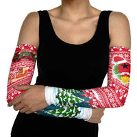 Guinea Bissau Christmas Arm Sleeves with Santa Sleigh Reindeer Forest and National Flag Design - Wonder Print Shop