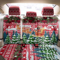 Guinea Bissau Christmas Back Car Seat Cover with Santa Sleigh Reindeer Forest and National Flag Design - Wonder Print Shop