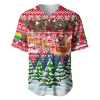 Guinea Bissau Christmas Baseball Jersey with Santa Sleigh Reindeer Forest and National Flag Design - Wonder Print Shop