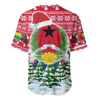Guinea Bissau Christmas Baseball Jersey with Santa Sleigh Reindeer Forest and National Flag Design - Wonder Print Shop