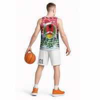 Guinea Bissau Christmas Basketball Jersey with Santa Sleigh Reindeer Forest and National Flag Design - Wonder Print Shop