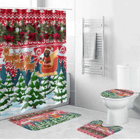Guinea Bissau Christmas Bathroom Set with Santa Sleigh Reindeer Forest and National Flag Design - Wonder Print Shop