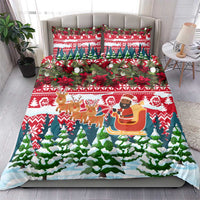 Guinea Bissau Christmas Bedding Set with Santa Sleigh Reindeer Forest and National Flag Design - Wonder Print Shop