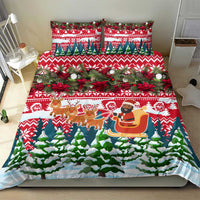 Guinea Bissau Christmas Bedding Set with Santa Sleigh Reindeer Forest and National Flag Design - Wonder Print Shop
