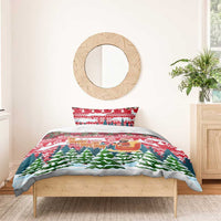 Guinea Bissau Christmas Bedding Set with Santa Sleigh Reindeer Forest and National Flag Design - Wonder Print Shop