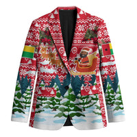 Guinea Bissau Christmas Blazer with Santa Sleigh Reindeer Forest and National Flag Design - Wonder Print Shop
