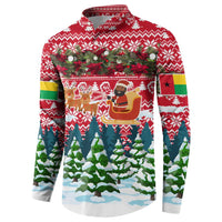 Guinea Bissau Christmas Button Sweatshirt with Santa Sleigh Reindeer Forest and National Flag Design - Wonder Print Shop