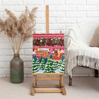 Guinea Bissau Christmas Canvas Wall Art with Santa Sleigh Reindeer Forest and National Flag Design - Wonder Print Shop