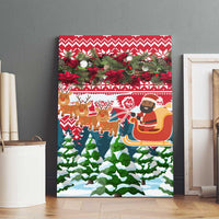 Guinea Bissau Christmas Canvas Wall Art with Santa Sleigh Reindeer Forest and National Flag Design - Wonder Print Shop