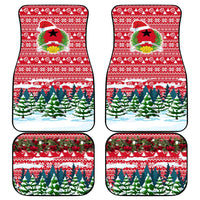 Guinea Bissau Christmas Car Mats with Santa Sleigh Reindeer Forest and National Flag Design - Wonder Print Shop