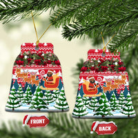 Guinea Bissau Christmas Ceramic Ornament with Santa Sleigh Reindeer Forest and National Flag Design - Wonder Print Shop